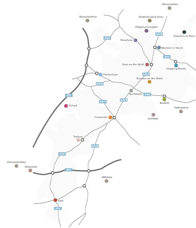 Map of the Cotswolds